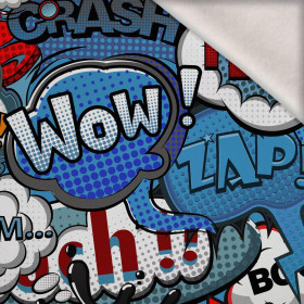 KOMIKS (modrý - červený) - teplákovina počesaná s elastanem ITY