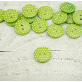 Plastový knoflík v tečky střední- limetkový