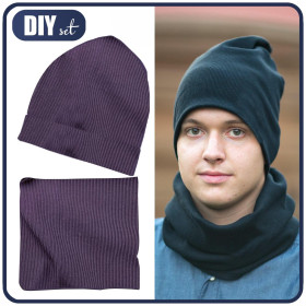Sada na ušití čepice a šály - PLUM  - DIY Set