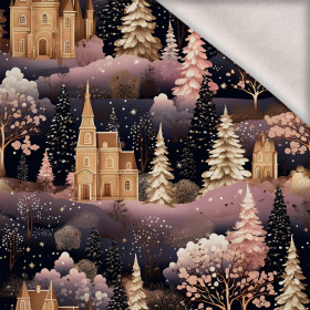 Pink Vintage Christmas wz. 2 - teplákovina počesaná s elastanem ITY