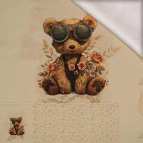 BEAR STEAMPUNK FOREST VZ. 2 - panoramic panel teplákovina počesaná s elastanem ITY (60cm x 155cm)