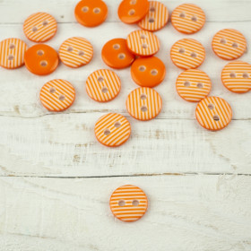 Plastový knoflík proužkovaný malý - oranžový
