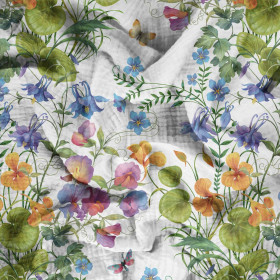 IDYLICKÉ KVĚTY - Mušelín bavlněný