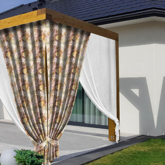 100cm LIŚCIE PALMY wz. 2 (złoty) - Látka na zahradní závěsy