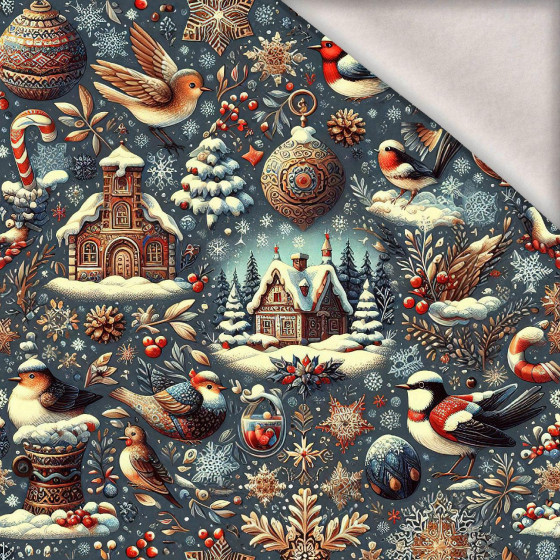 Vintage Christmas wz.27 - teplákovina počesaná s elastanem ITY