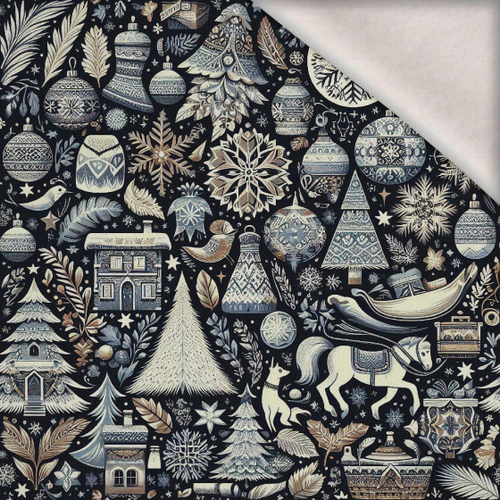 Vintage Christmas wz.25 - teplákovina počesaná s elastanem ITY