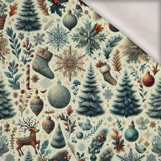 Vintage Christmas wz.26 - teplákovina počesaná s elastanem ITY