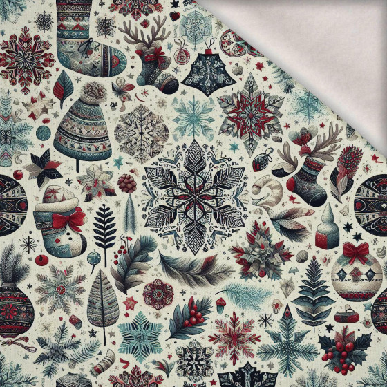 Vintage Christmas wz.30 - teplákovina počesaná s elastanem ITY
