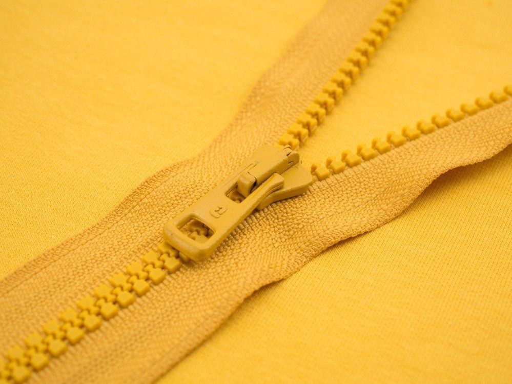 Kostěný zip 70cm dělitelný  - hořčicový B-14