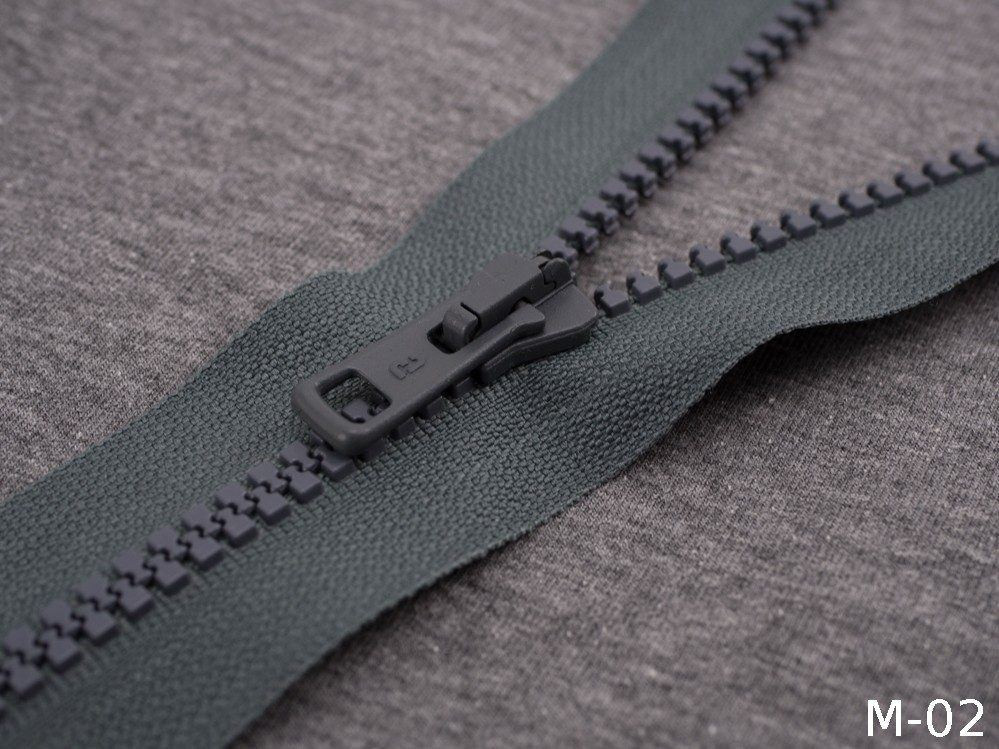 Kostěný zip 70cm dělitelný - tmavošedivý
