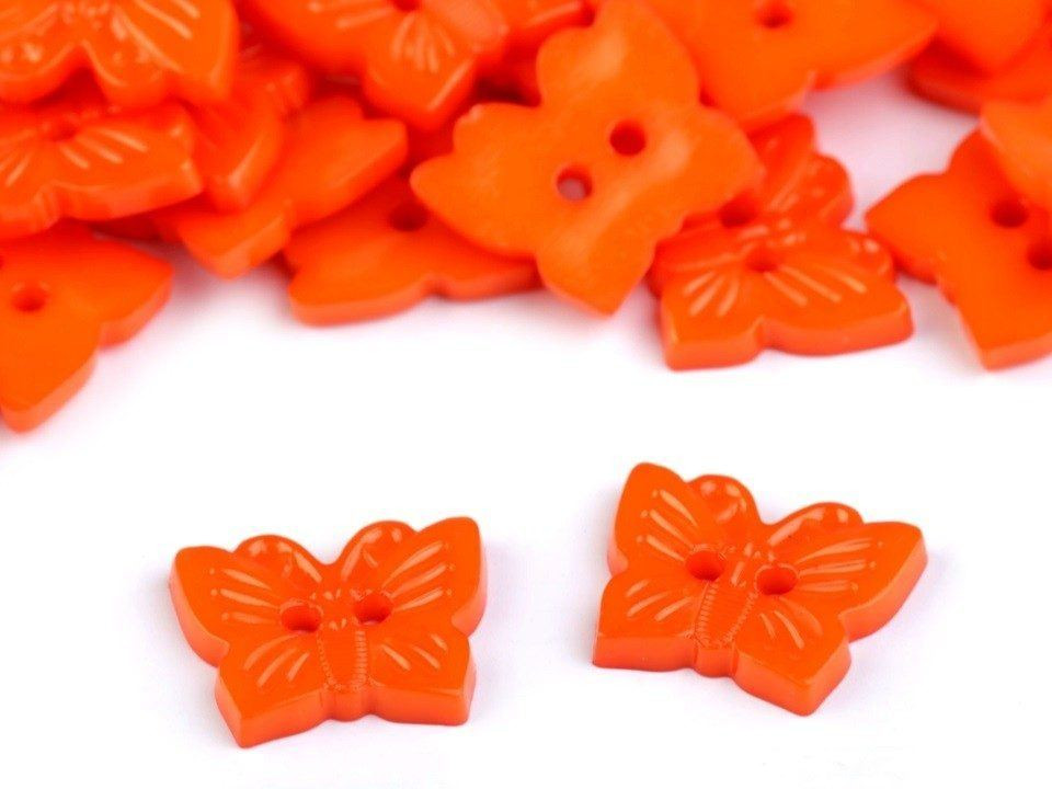 Dětský knoflík motýl oranžový