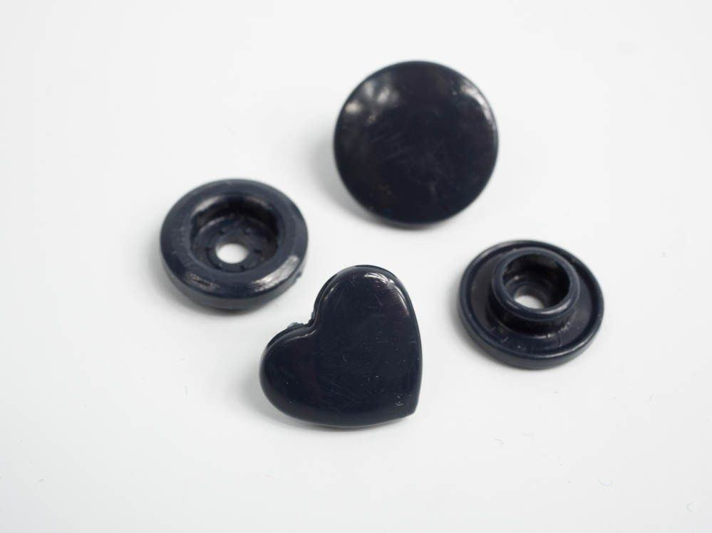 Patentky KAM srdce  12mm - navy 10 sad