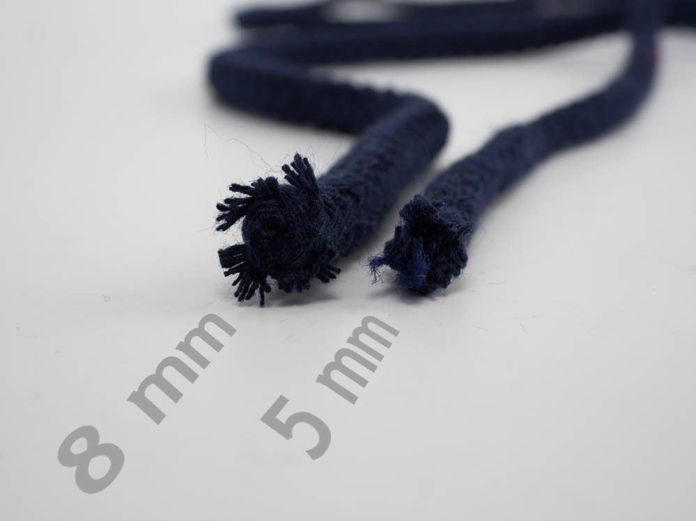 Šňůra bavlněná kulatá 8mm - ORANŽOVÁ