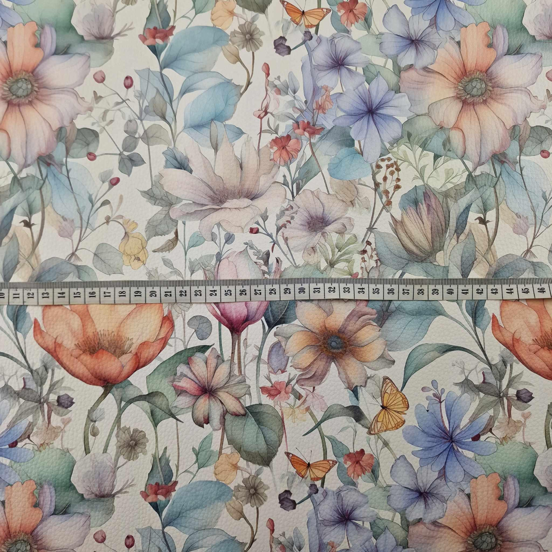 40cm PASTEL FLOWERS WZ.12 - gruba ekoskóra tłoczona