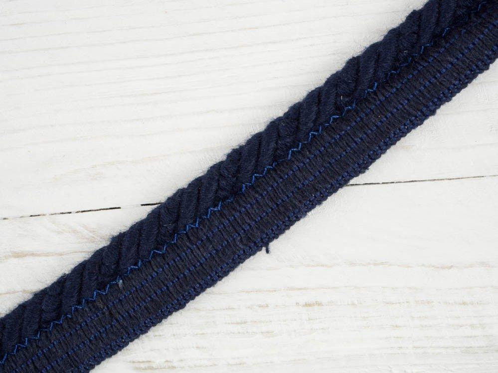Stuha  bavlněná šňůra s výpustkou  - navy