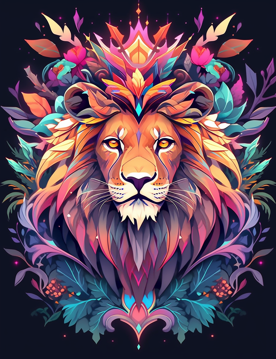 ANIMALS MANDALA wz.10 (lyon) - panel (60cm x 50cm) 