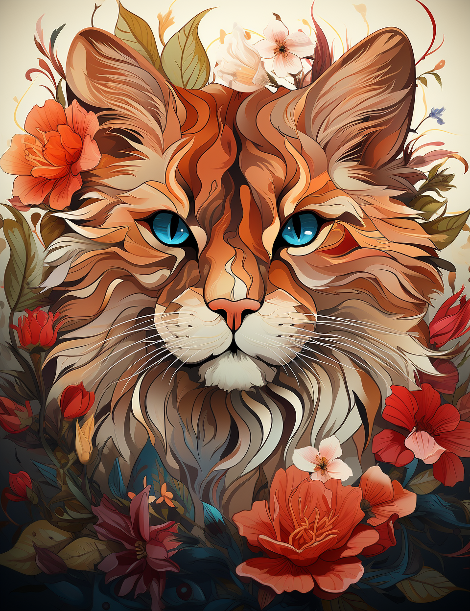 ANIMALS MANDALA wz.5 (CAT) - panel (60cm x 50cm) 