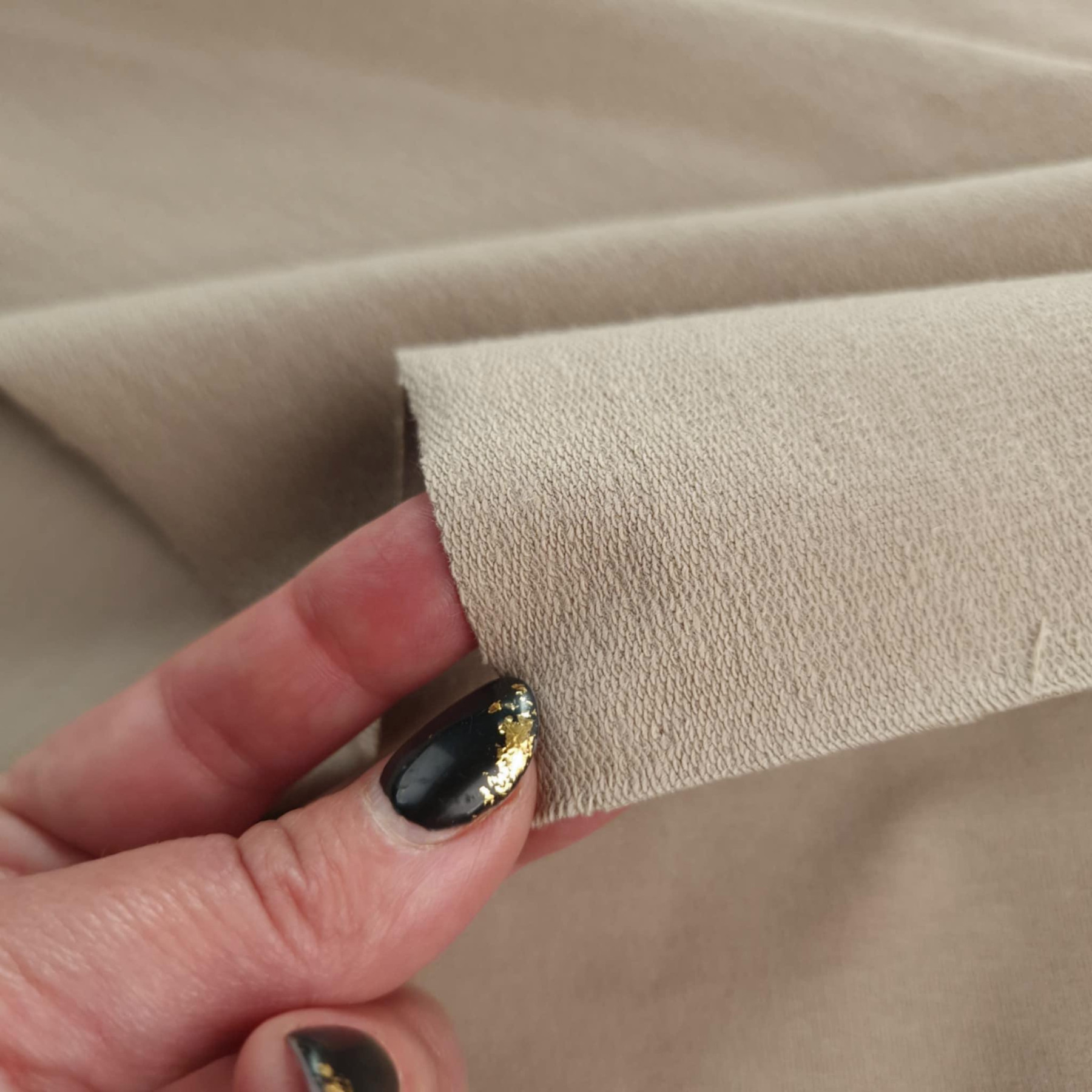 Prémiová teplákovina s jemnou smyčkou - BEIGE