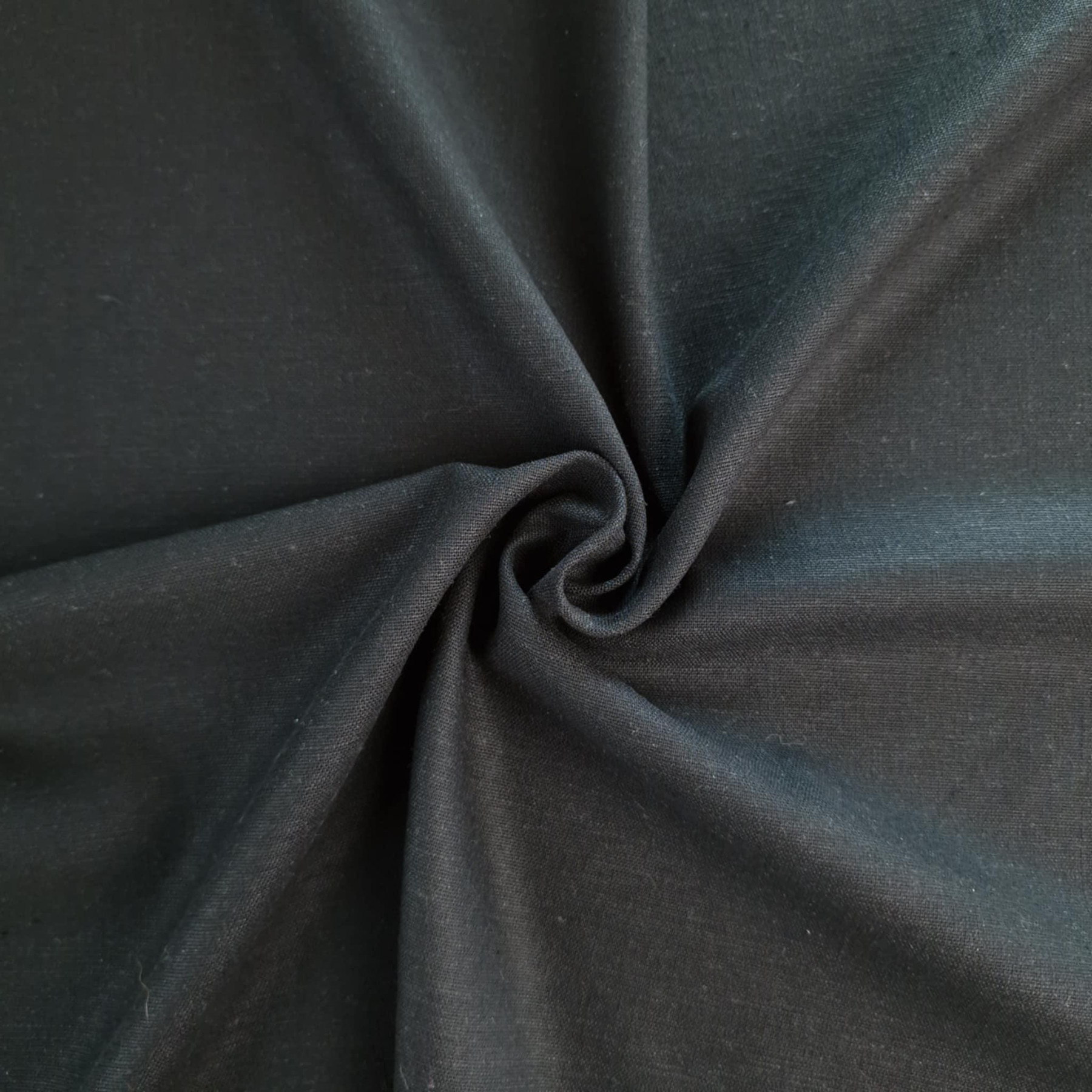 Lněná tkanina s elastanem - BLACK