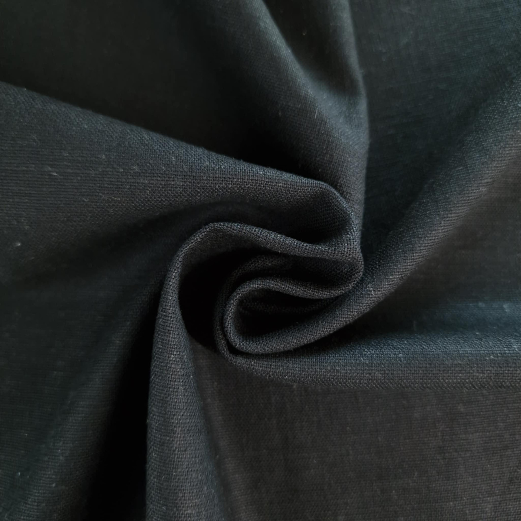 Lněná tkanina s elastanem - BLACK