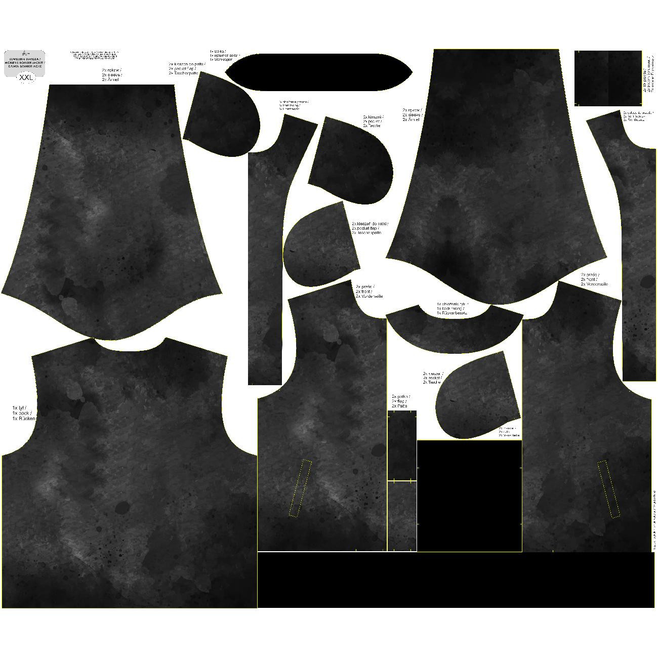 DÁMSKA BOMBER BUNDA (KAMA) - BLACK SPECKS - Sada šití