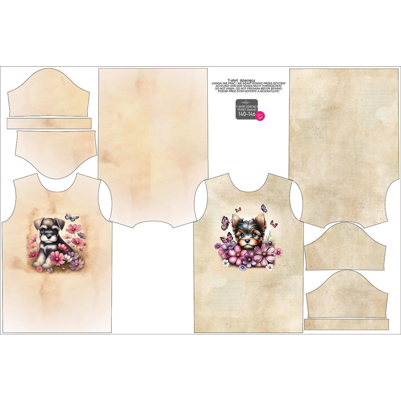 2-PACK - DĚTSKÉ TRIČKO - CUTE ANIMALS VZ.1 - Sada šití