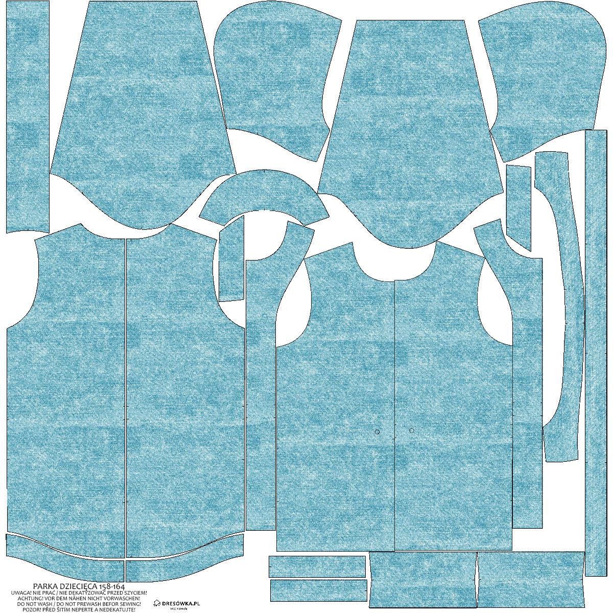 DĚTSKÁ BUNDA PARKA (ARIEL) - ROZŘEZANÝ JEANS (mořský) - softshell