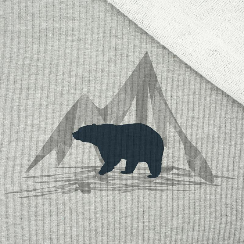PÁNSKÁ MIKINA S KAPUCÍ (COLORADO) - MEDVĚD (ADVENTURE) / melír světlošedý - SADA ŠITÍ