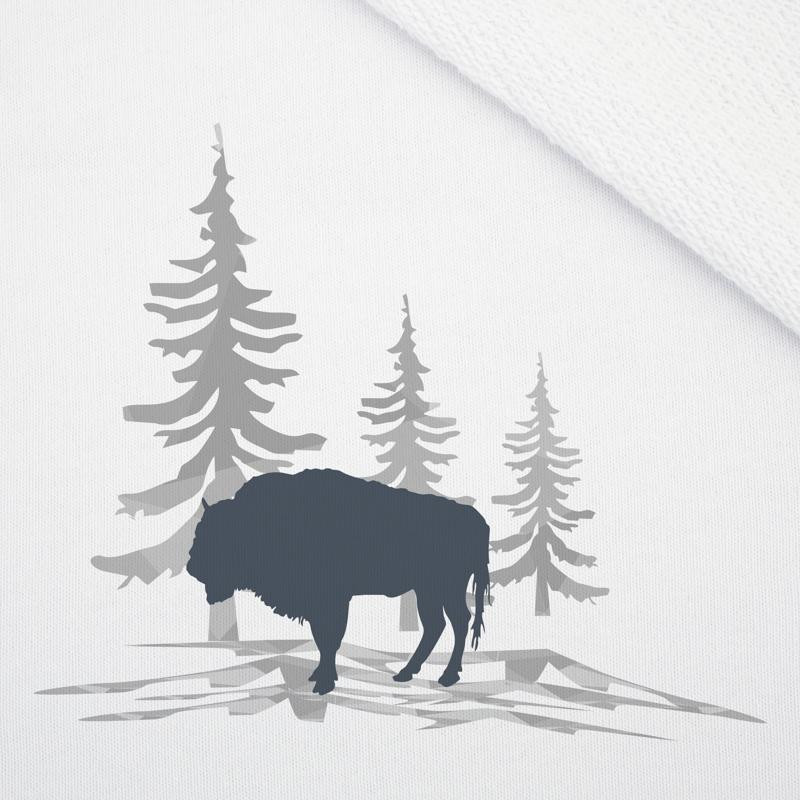 PÁNSKÁ MIKINA S KAPUCÍ (COLORADO) - ZUBR (ADVENTURE) / bílý - SADA ŠITÍ