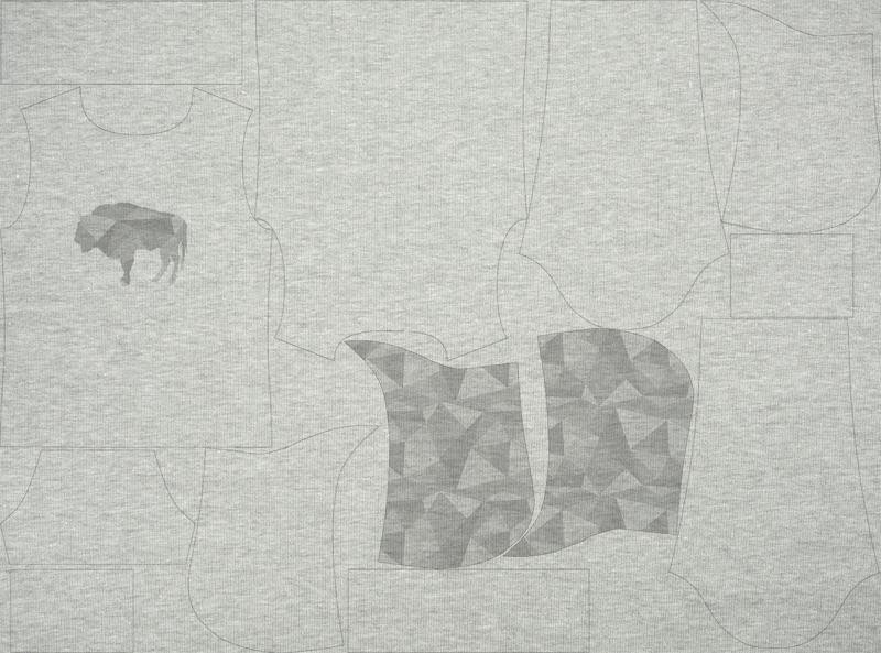PÁNSKÁ MIKINA S KAPUCÍ (COLORADO) - GEOMETRICKÝ ZUBR (ADVENTURE) / melír světlošedý - SADA ŠITÍ