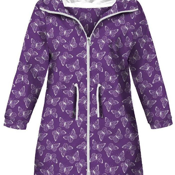 DĚTSKÁ BUNDA PARKA (ARIEL) - MOTÝLI / obrys (PURPUROVÍ MOTÝLI) - softshell