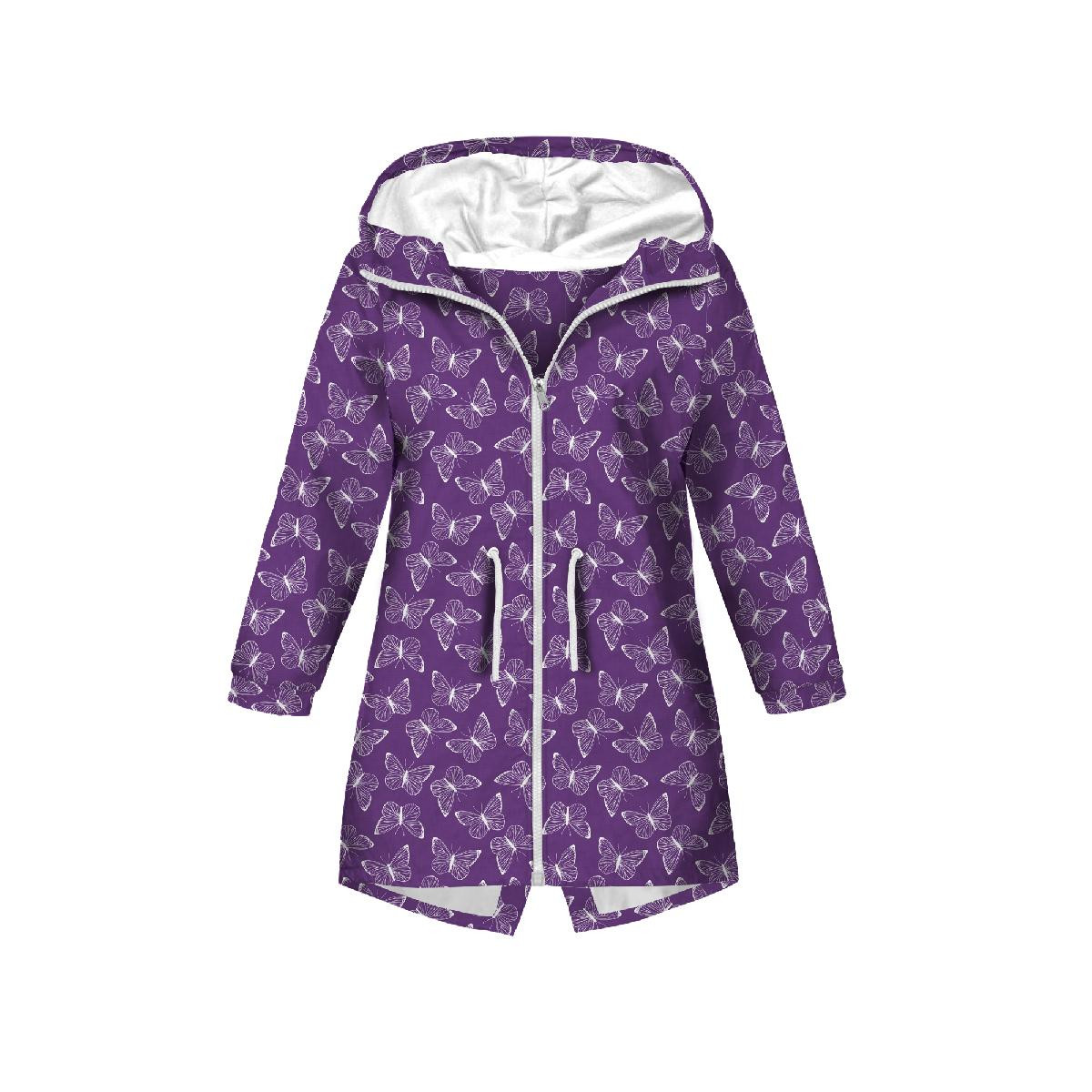 DĚTSKÁ BUNDA PARKA (ARIEL) - MOTÝLI / obrys (PURPUROVÍ MOTÝLI) - softshell