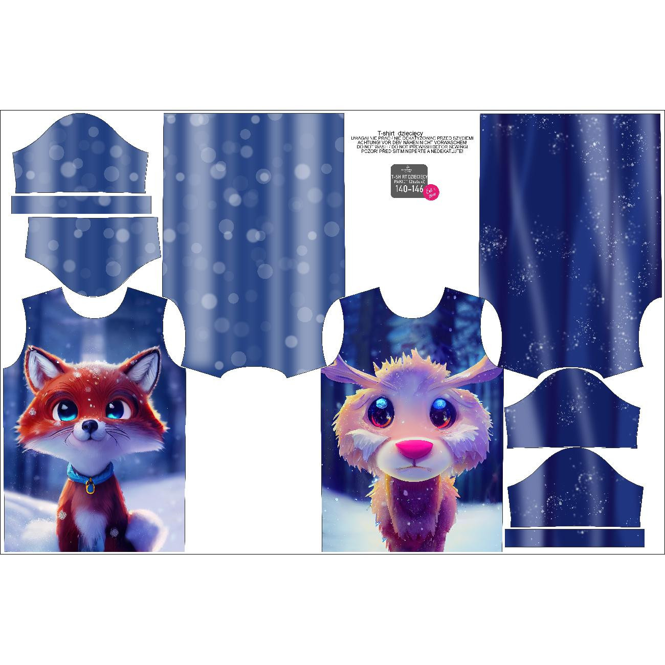 2-PACK - DĚTSKÉ TRIČKO - ANIMOVANÁ ZVÍŘATA vz. 2 - Sada šití