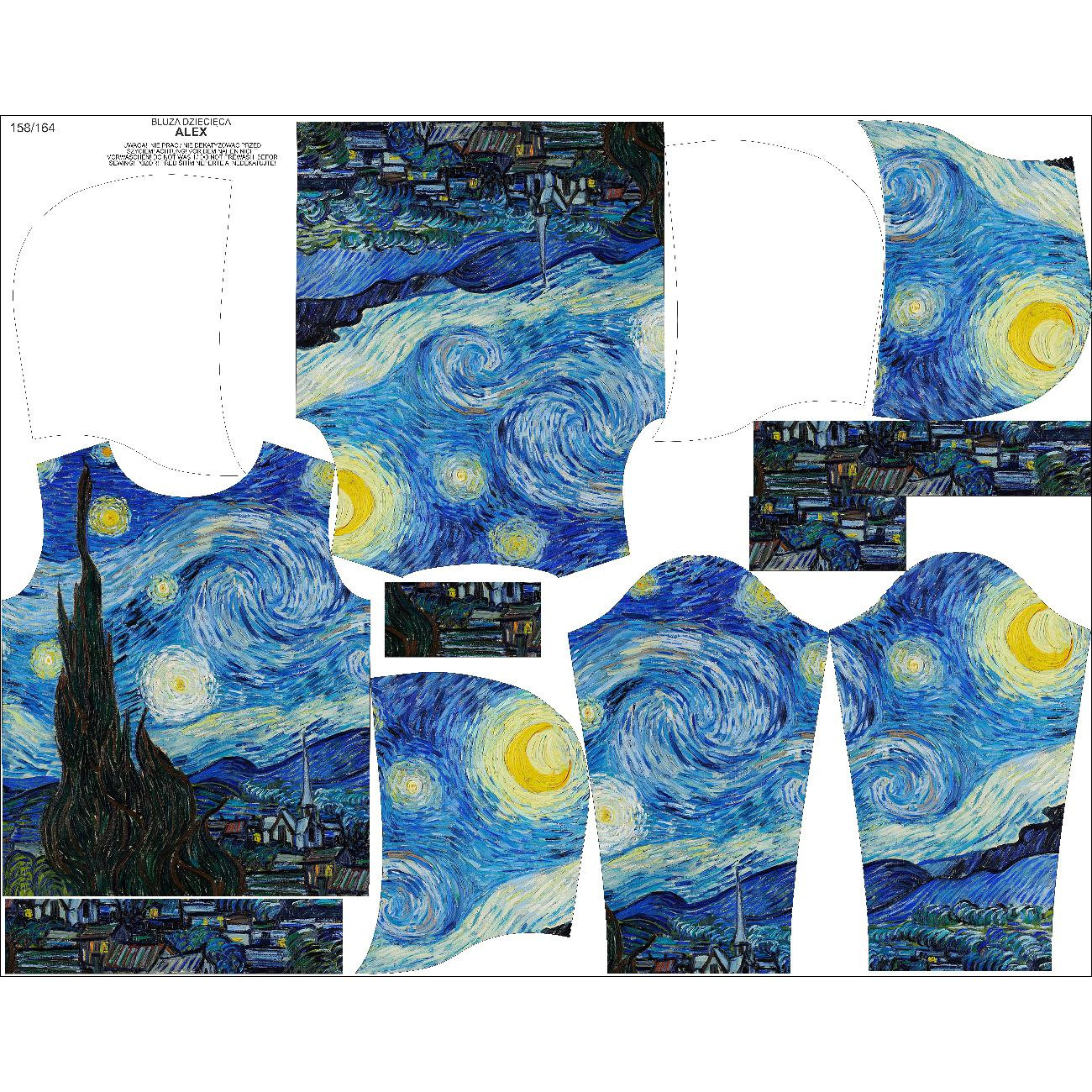 DĚTSKÁ MIKINA S KAPUCÍ (ALEX) - Hvězdná noc (Vincent van Gogh) - Sada šití