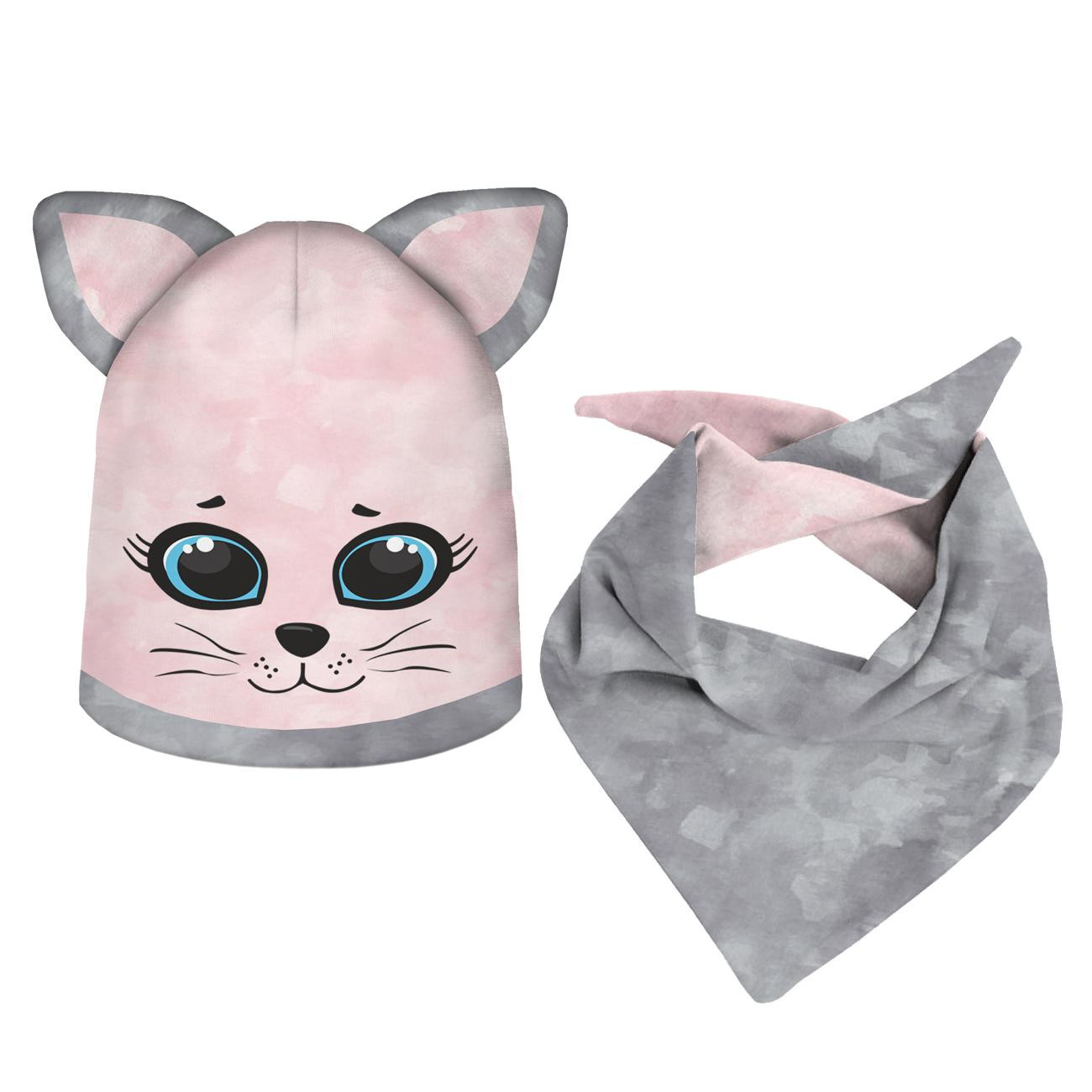 DĚTSKÁ ČEPICE A ŠATKA (CAT) - KOČKA KLARA - Sada šití