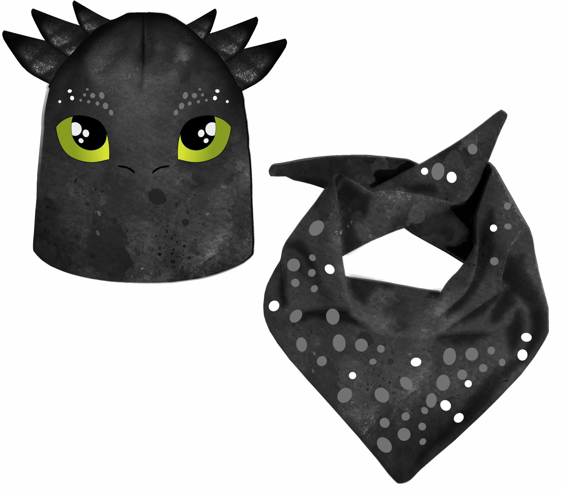 DĚTSKÁ ČEPICE A ŠATKA (DINO) - BLACK DRAGON - Sada šití