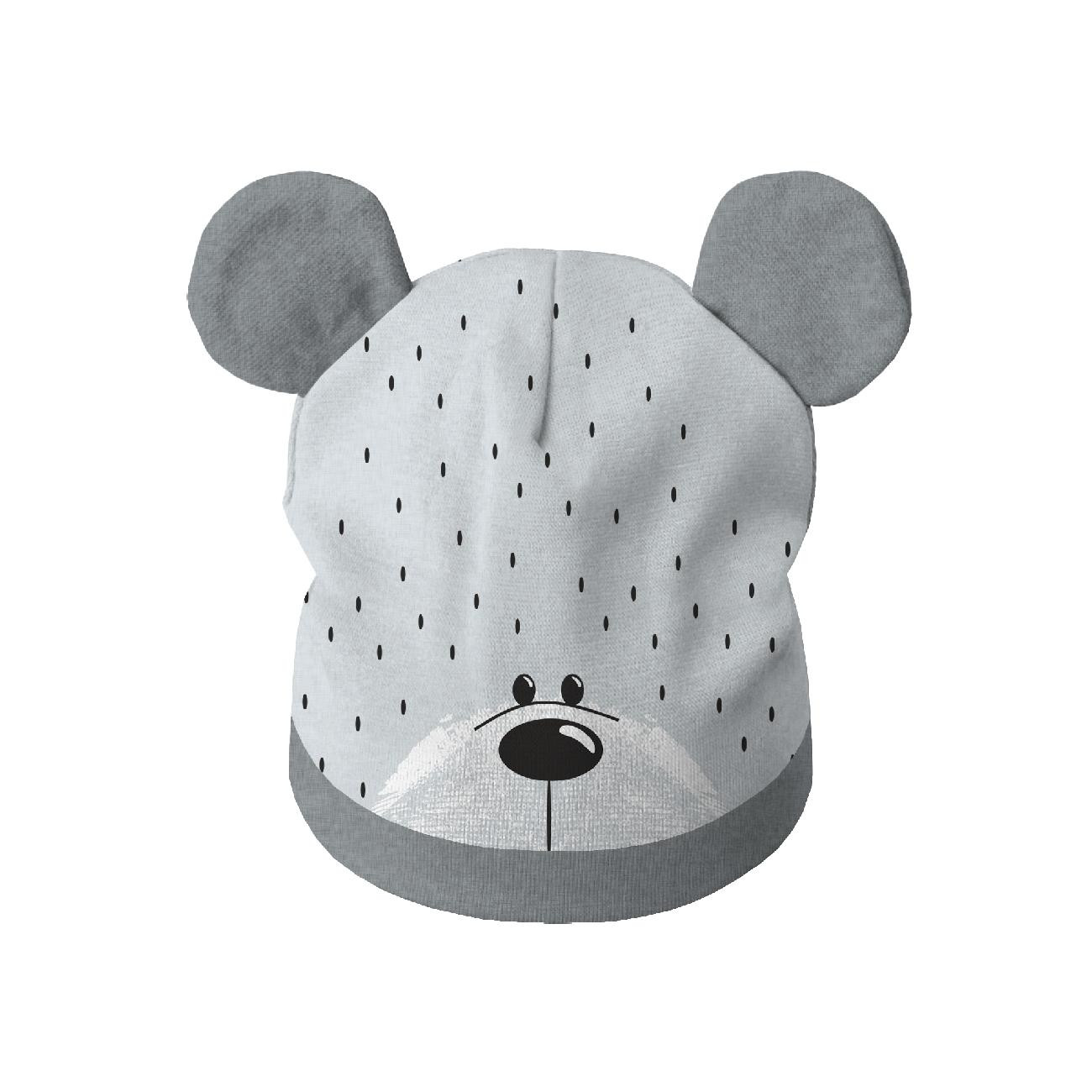 DĚTSKÁ ČEPICE A ŠATKA (TEDDY) - MEDVĚD / šedá - Sada šití