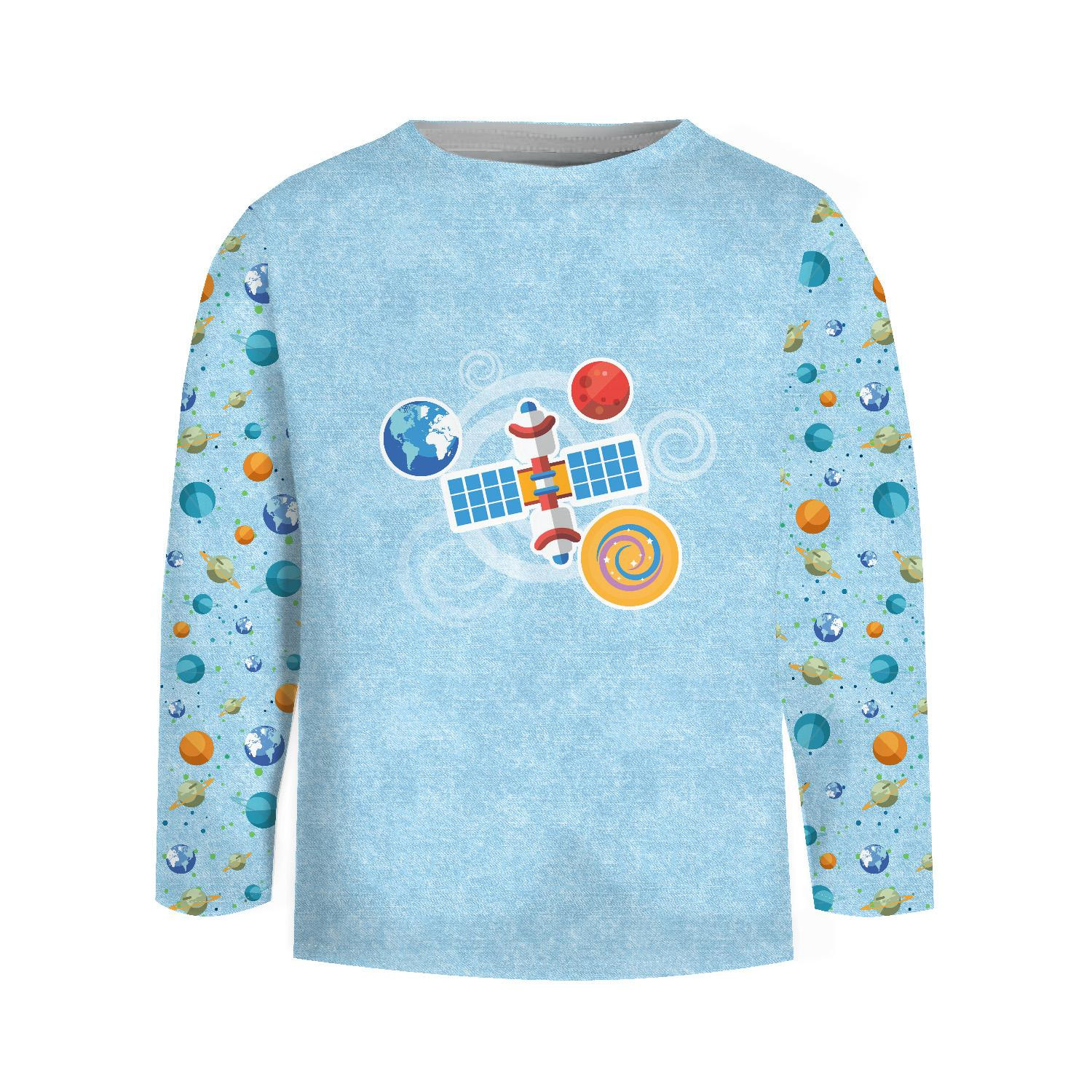 LONGSLEEVE - SATELIT (CESTA DO VESMÍRU) / ACID WASH AZUROVÝ - single jersey