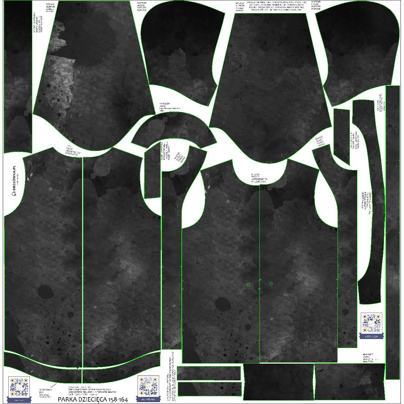DĚTSKÁ BUNDA PARKA (ARIEL) - BLACK SPECKS - Sada šití