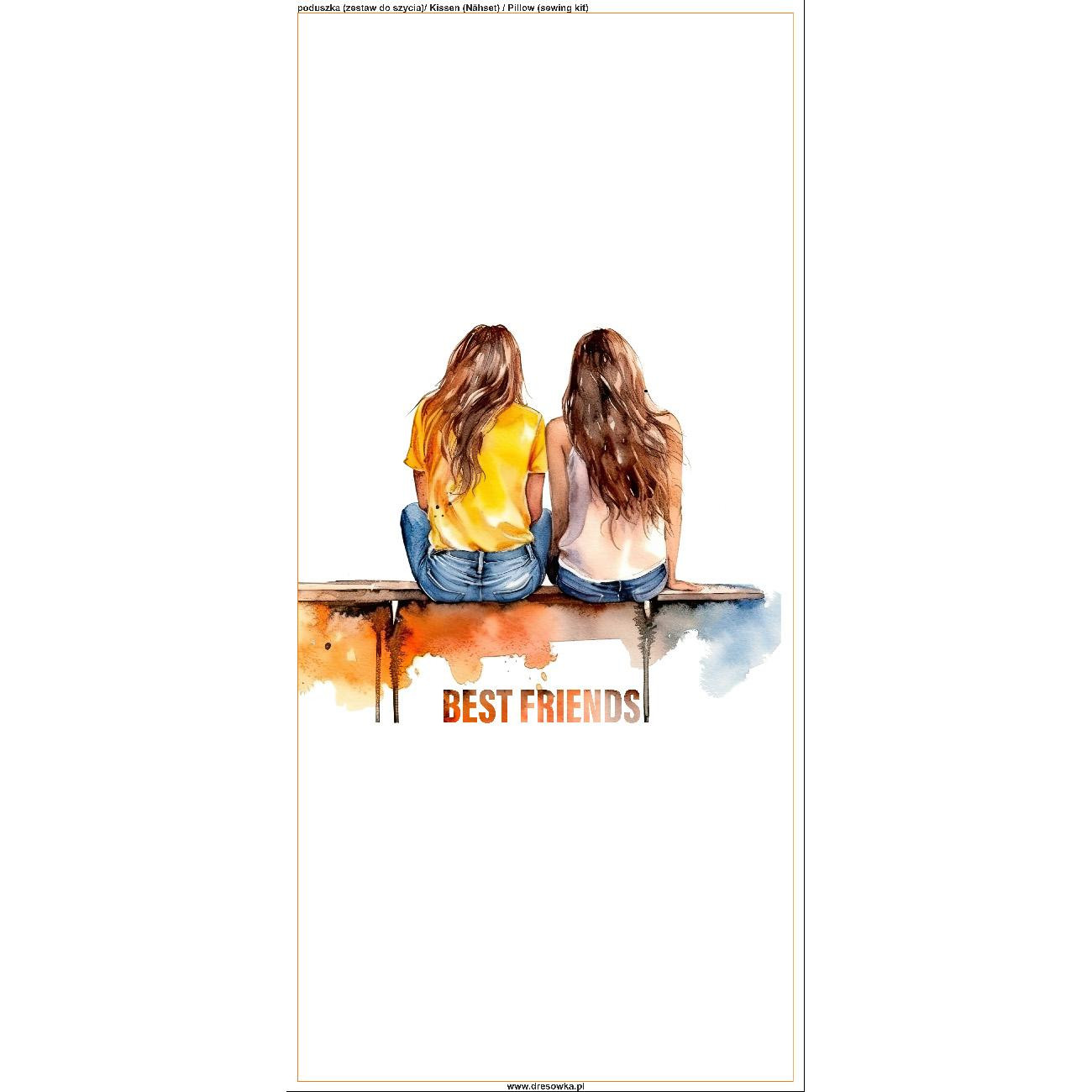 POLŠTÁŘ 45x45 - BEST FRIENDS - Potahový velur - Sada šití