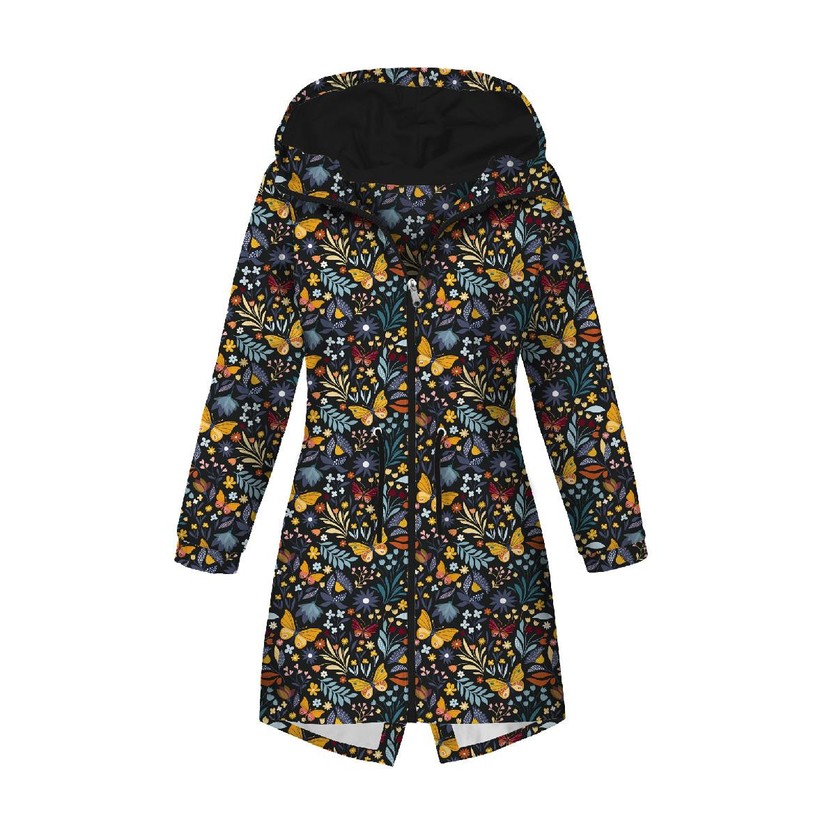 DÁMSKÁ BUNDA PARKA (ANNA) - FOLKOVÍ MOTÝLI / černý - softshell