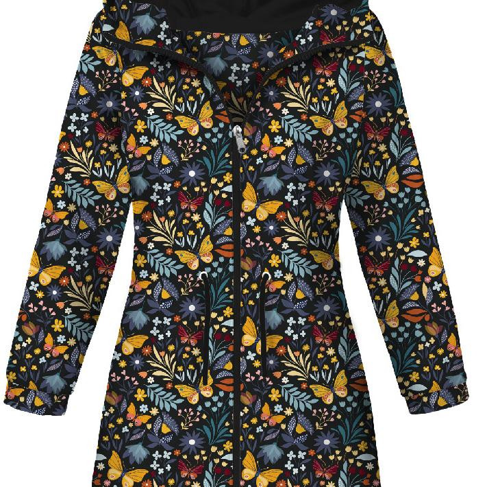 DÁMSKÁ BUNDA PARKA (ANNA) - FOLKOVÍ MOTÝLI / černý - softshell