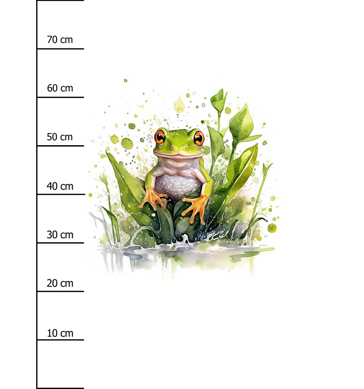 WATERCOLOR FROG - Panel (75cm x 80cm) teplákovina počesaná s elastanem ITY