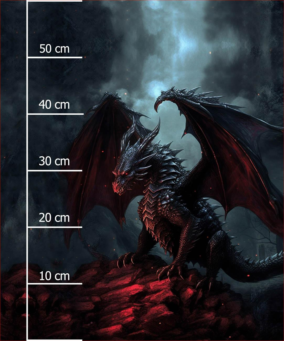 GOTHIC DRAGON - panel (60cm x 50cm) teplákovina počesaná s elastanem ITY