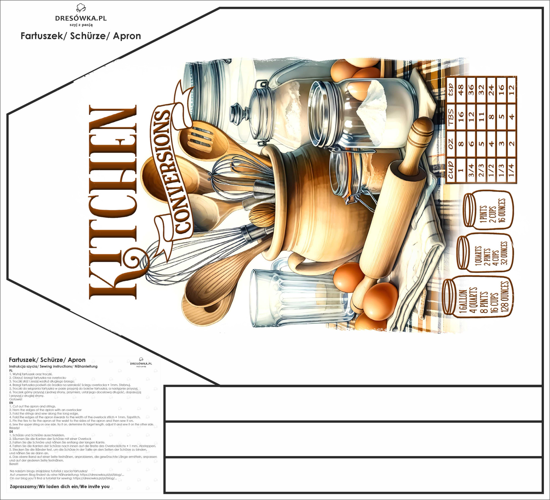 Zástěra - KITCHEN  - Sada šití