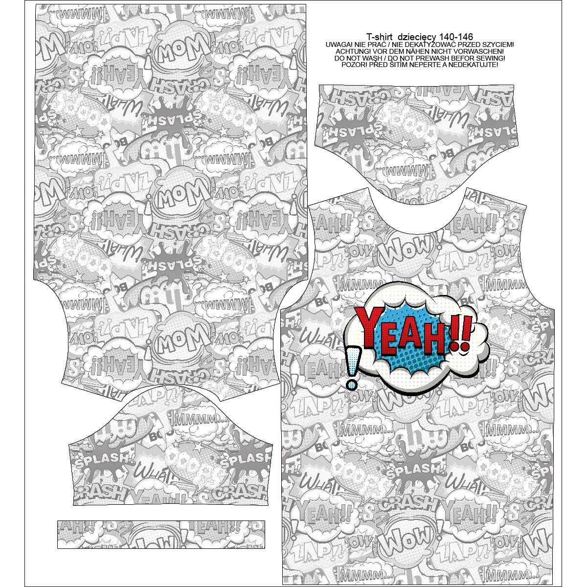 DĚTSKÉ TRIČKO - KOMIKS / yeah (modrý - červený) - single jersey