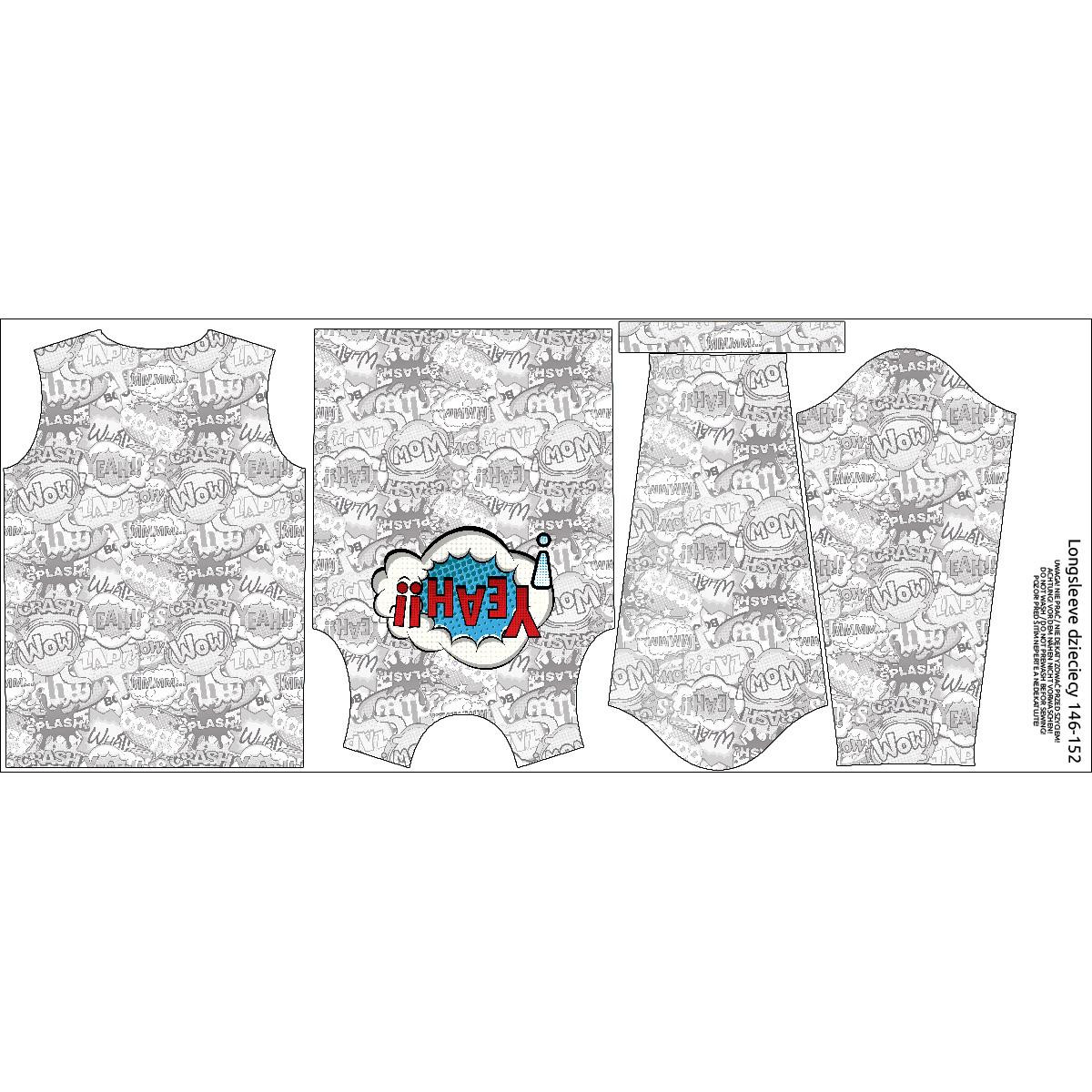 LONGSLEEVE - KOMIKS / yeah (modrý - červený) - single jersey