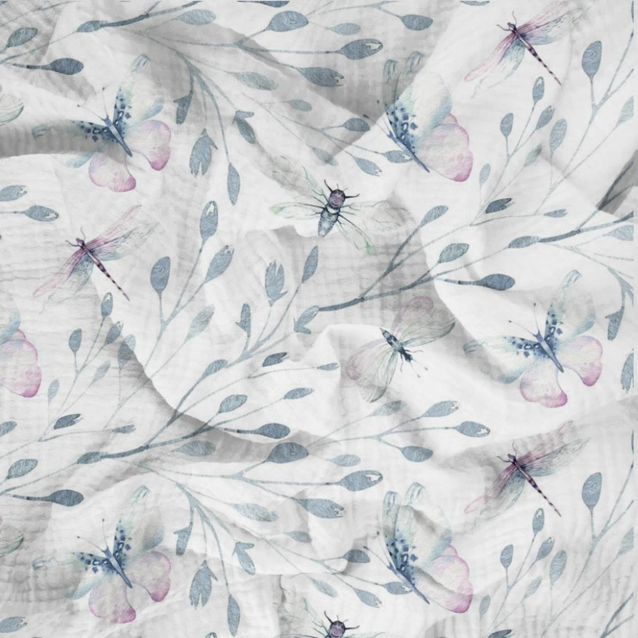 MOTÝLI MIX VZ. 3 (AKVARELOVÍ MOTÝLI) - Mušelín bavlněný