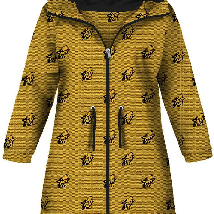 DĚTSKÁ BUNDA PARKA (ARIEL) - WOLF /  NOČNÍ VOLÁNÍ / hořčicový - softshell