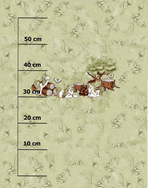 LESNÍ JEDNOROŽCI VZ. 2 / zelený - PANEL SINGLE JERSEY